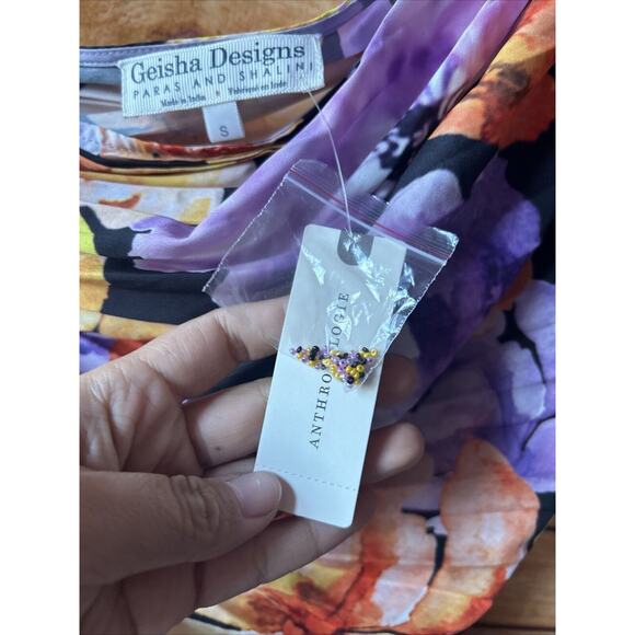 Anthropologie Ellen asymmetrical dress Geisha Design floral Size S - Picture 9 of 11